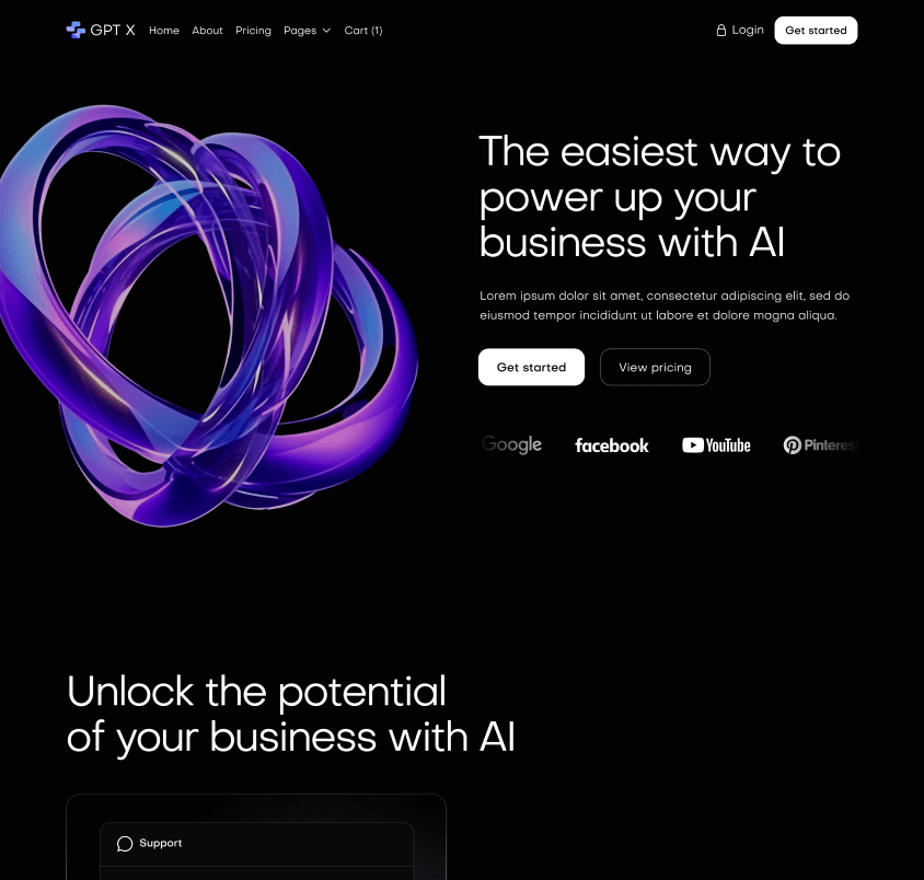 GPT X - Home V2 Page AI & Machine Learning Webflow Template